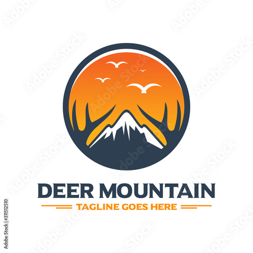 mountain deer animal logo design your company