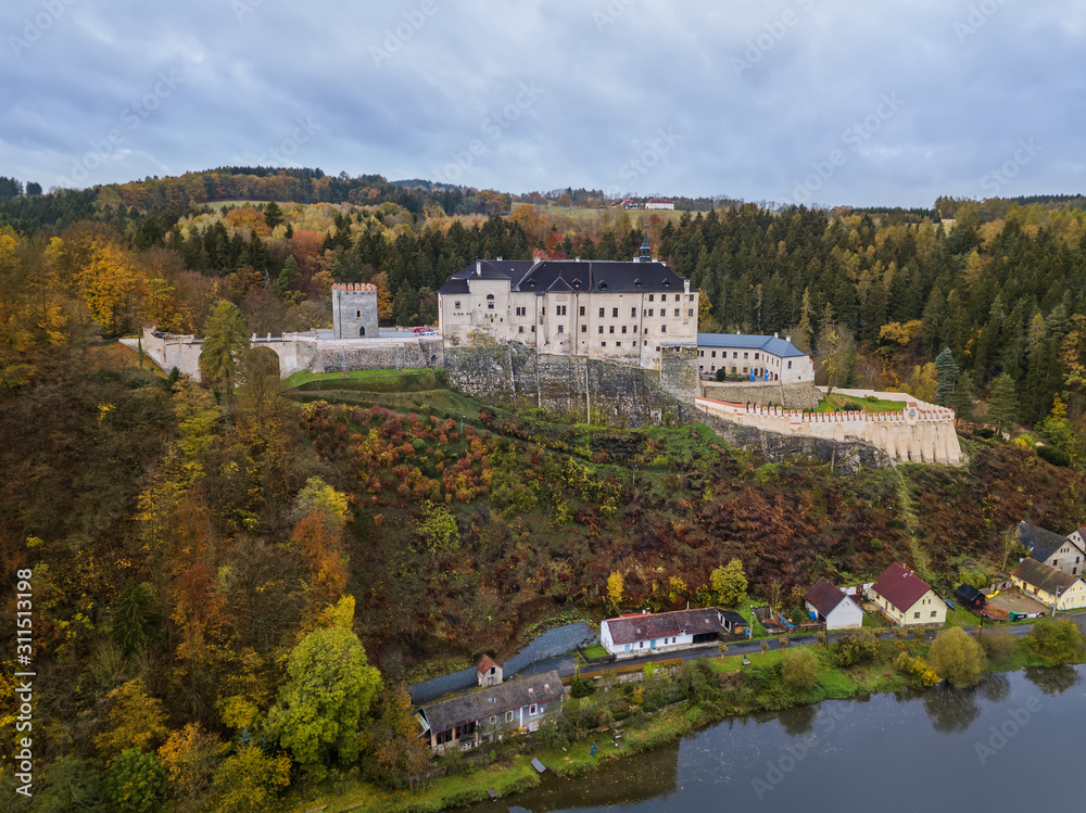 Obraz premium Castle Sternberk in Czech Republic - aerial view