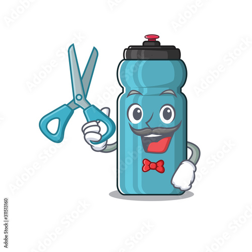 Funny Barber water bottle Scroll cartoon character design style
