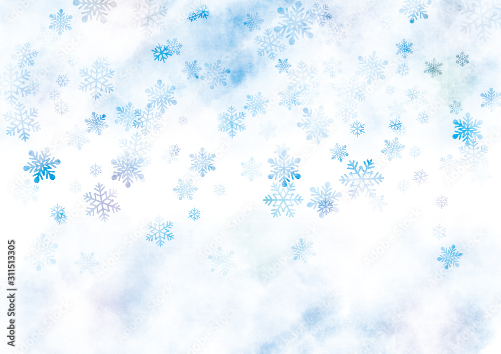 雪の背景 水彩 青 雪の背景 水彩 青