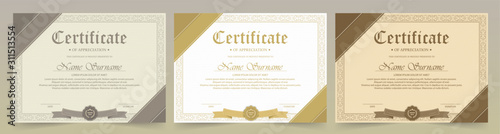 Certificate. Template diploma currency border.