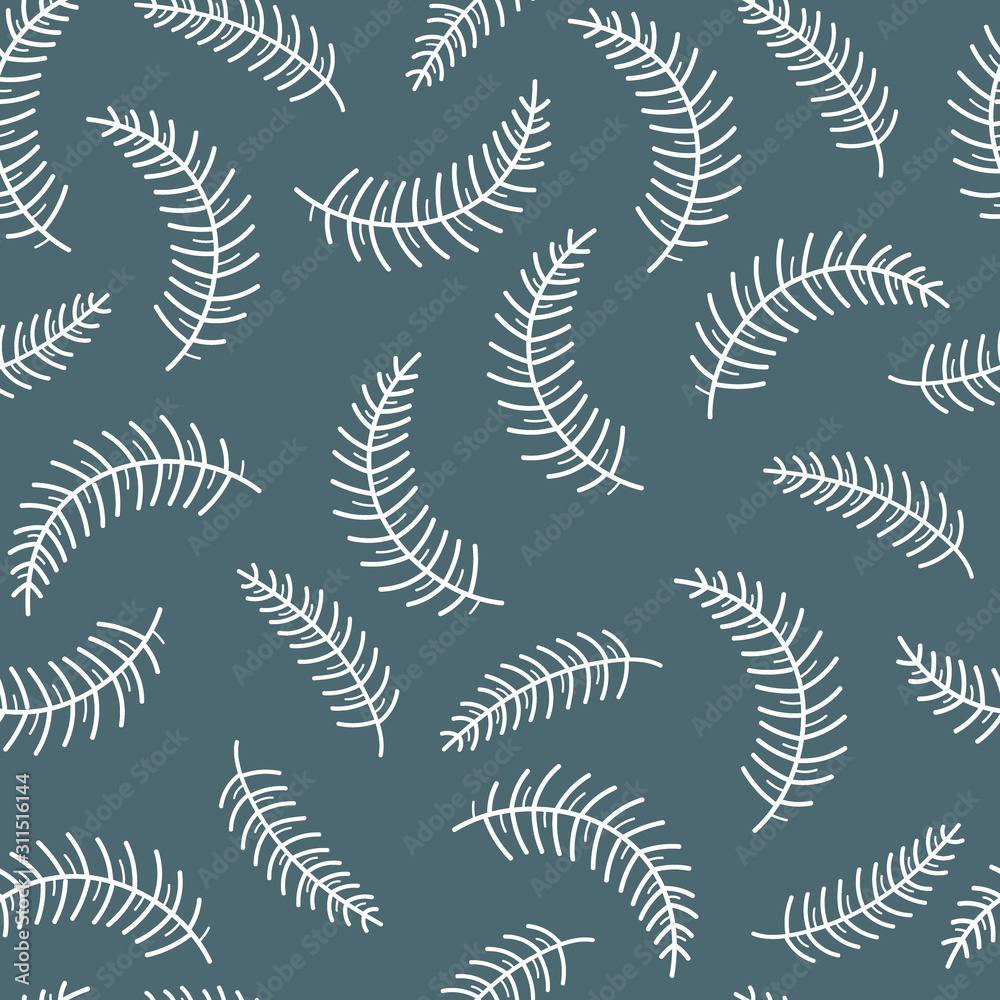 Pine Leaves Vector Seamless Pattern
