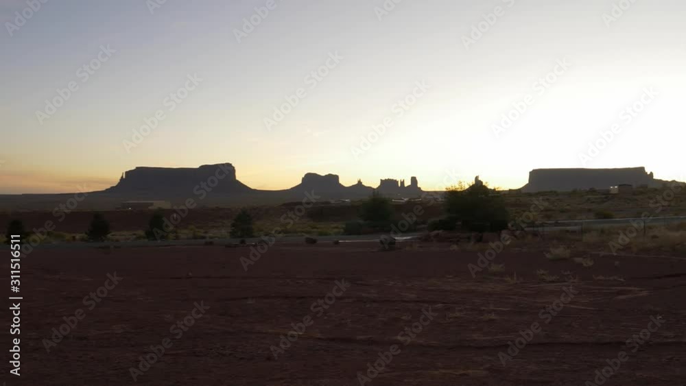 Gouldings Trading Post At United States Of America With Beautiful Sunset Above - Wide Shot