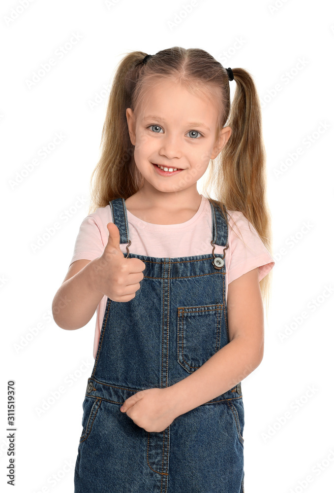 Portrait of cute little girl on white background Portrait of cute little girl on white background