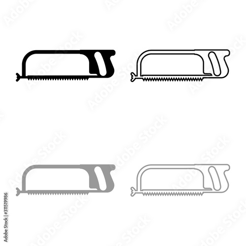 Hacksaw for metal and manual using Hand saw Repair tool icon outline set black grey color vector illustration flat style image