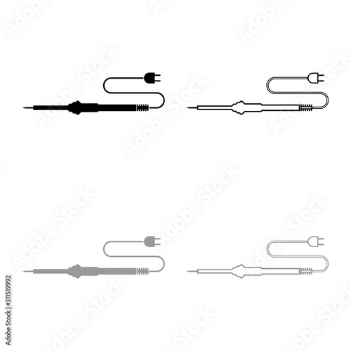 Electric soldering iron for radio repair work icon outline set black grey color vector illustration flat style image