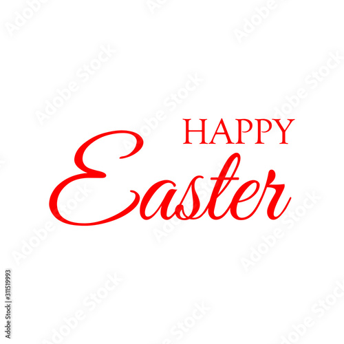 Happy Easter red hand drawn lettering on white background for banner, postcard, label, poster design element. Vector illustration.