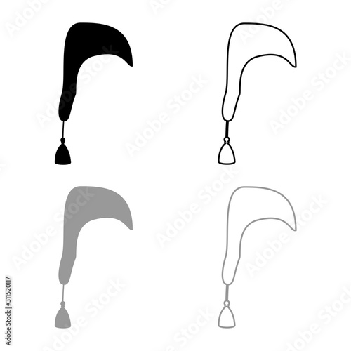 Nightcap Hat for sleep icon outline set black grey color vector illustration flat style image