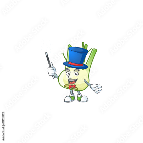 Cartoon character of fennel performance as a Magician