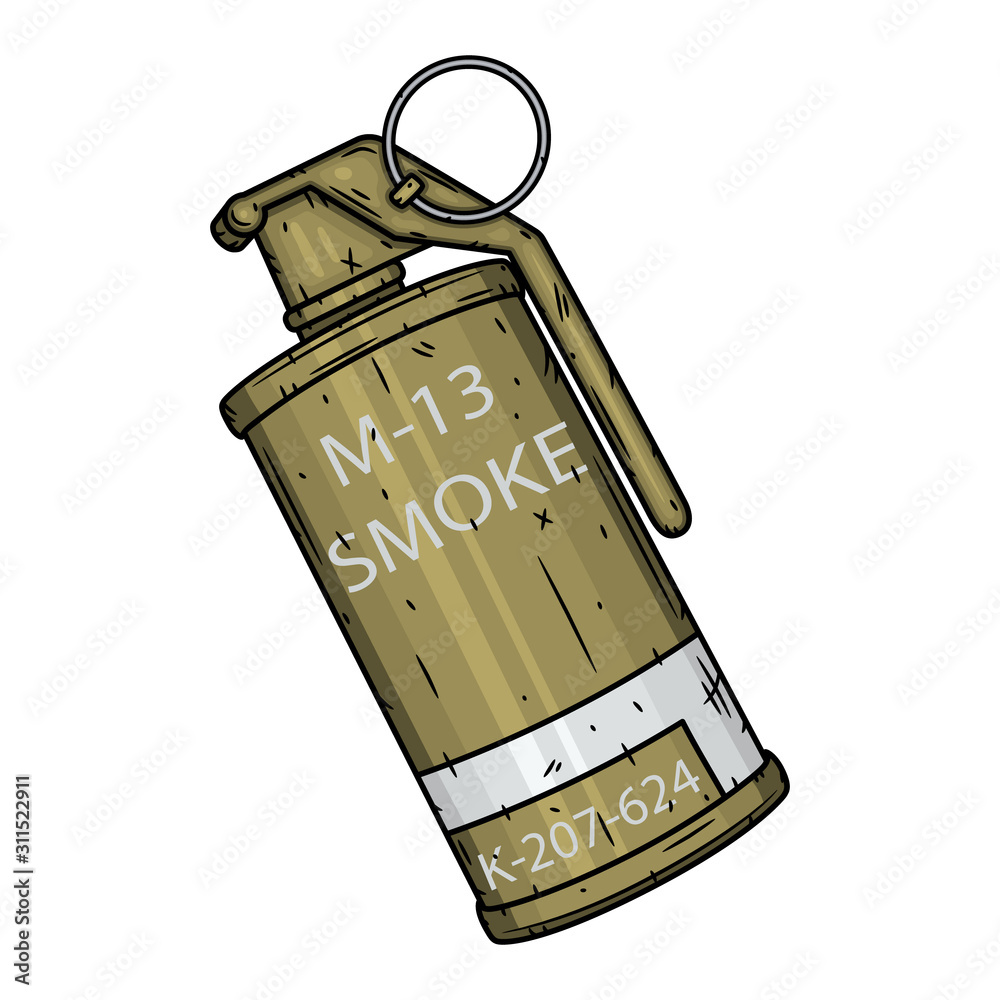 Smoke grenade. Vector illustration isolated on white background. Stock