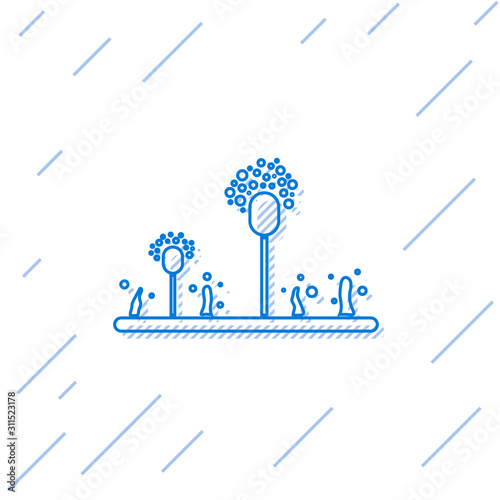 Blue line Mold icon isolated on white background.  Vector Illustration