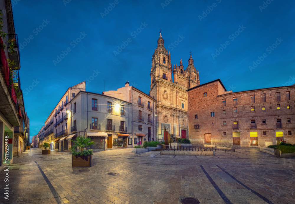 La Clerecia church at dusk in Salamanca, Spain (HDR-image)