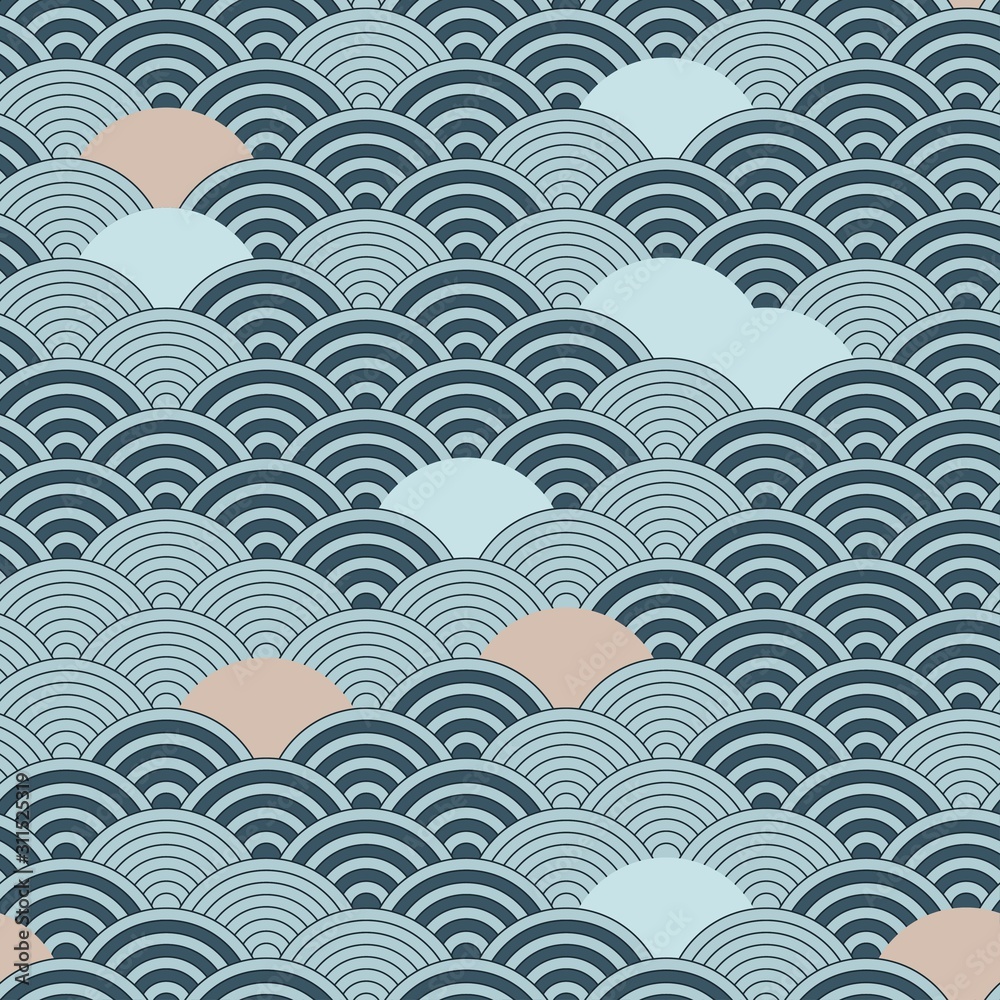 Seamless vector ornament with traditional Japanese wave Seamless vector ornament with traditional Japanese wave