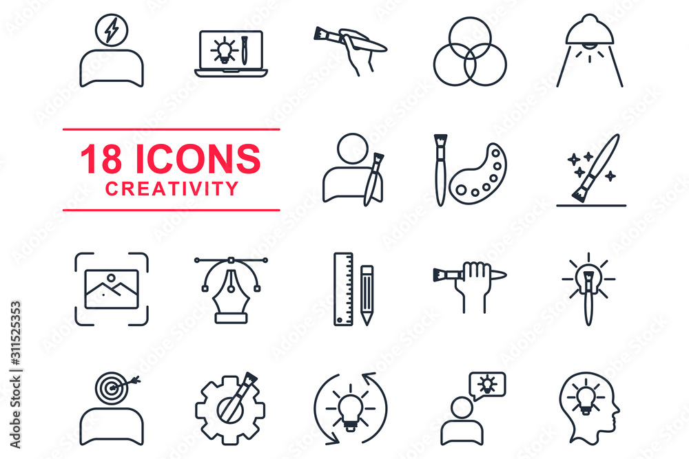 Creativity set Icons template color editable. Creativity symbol vector sign isolated on white background illustration for graphic and web design.