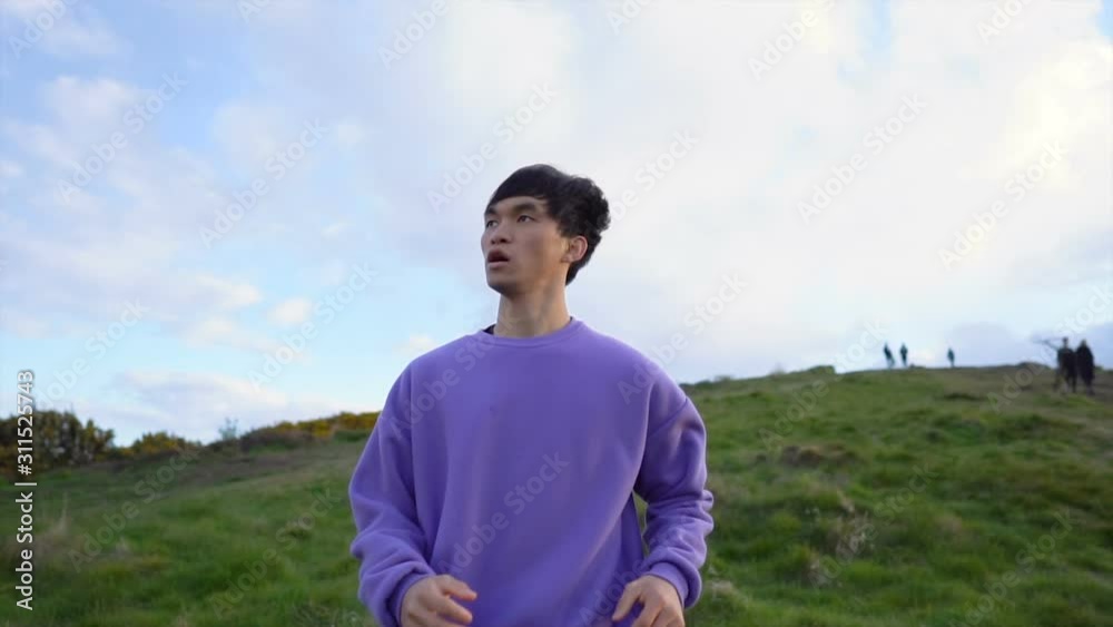 Jogging Man Stumbling and Rolling Down Hill Slow Motion - Injury From Falling Jogging Man Stumbling and Rolling Down Hill Slow Motion - Injury From Falling