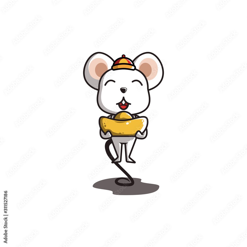 cute rat vector carries a chinese gold. cute rat vector carries a chinese gold.