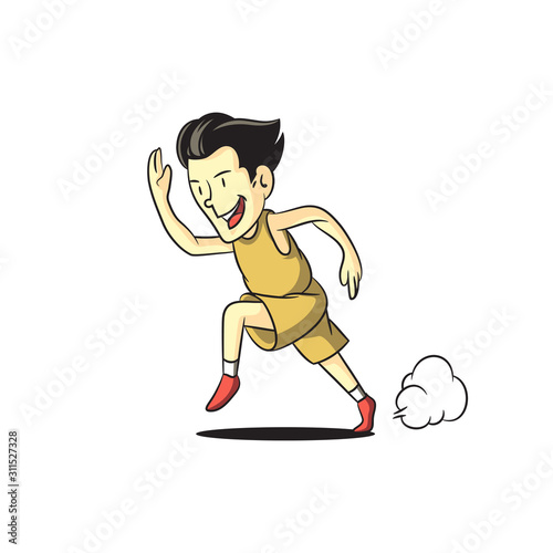 man running with retro cartoon style