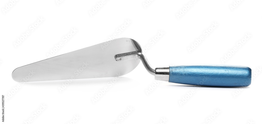Fototapeta premium Metal trowel tool, bricklaying equipment isolated on white background