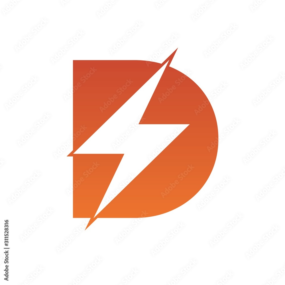 Letter D thunder power shape logo icon. Electrical Icon logo concept. Letter D thunder power shape logo icon. Electrical Icon logo concept.