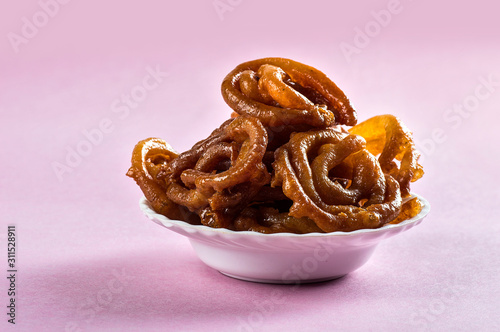 Indian sweet jalebi, indian dessert jalebi or imarti or imarati or jilbi photo