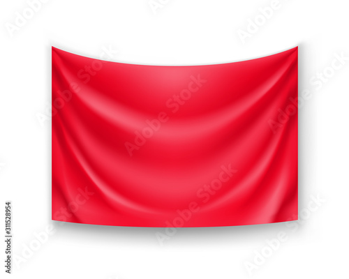 Realistic red banner for advertising or presentation. Blank rectangular flag template isolated on white background. Wavy fabric mockup with copy space. Horizontal branding object vector illustration Free Download Realistic red banner for advertising or presentation. Blank rectangular flag template isolated on white background. Wavy fabric mockup with copy space. Horizontal branding object vector illustration - GFXLoad