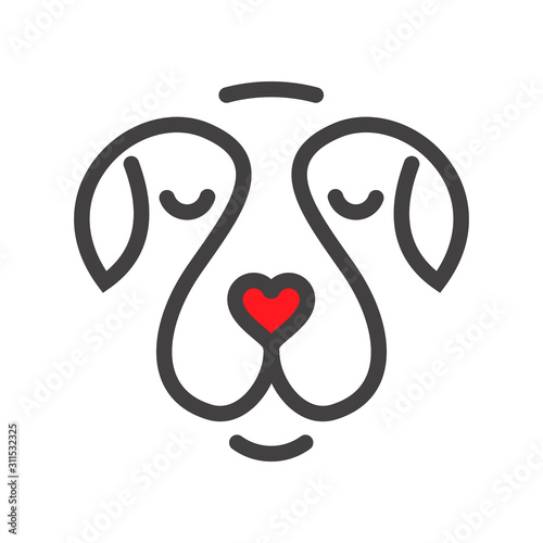 Minimalistic logo, good dog with love, devoted dog
