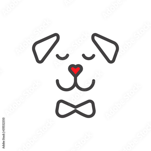 Minimalistic logo, good dog with love, devoted dog