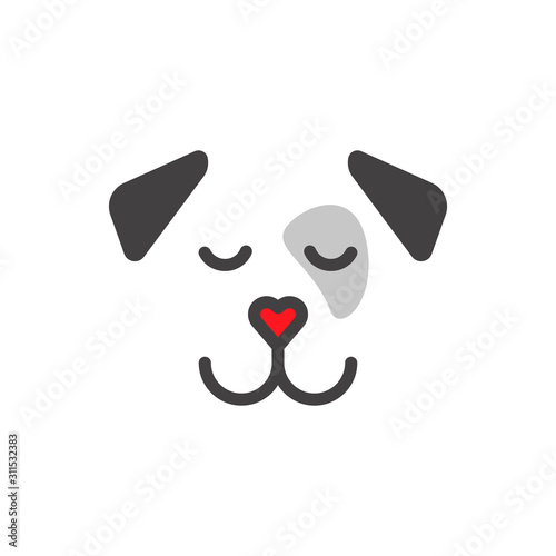 Minimalistic logo, good dog with love, devoted dog