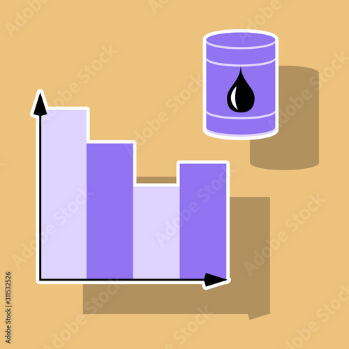 paper sticker on theme Arabic business oil chart