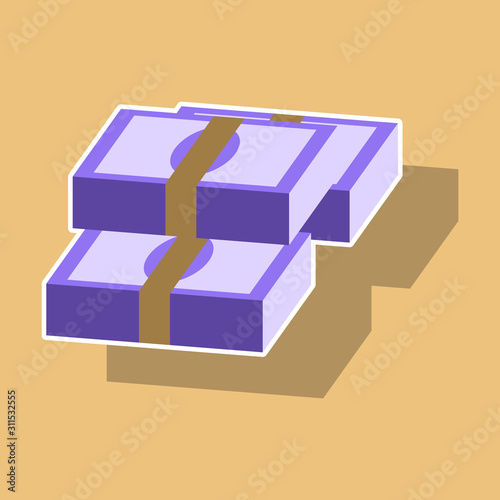 paper sticker on theme Arabic business bundles of money
