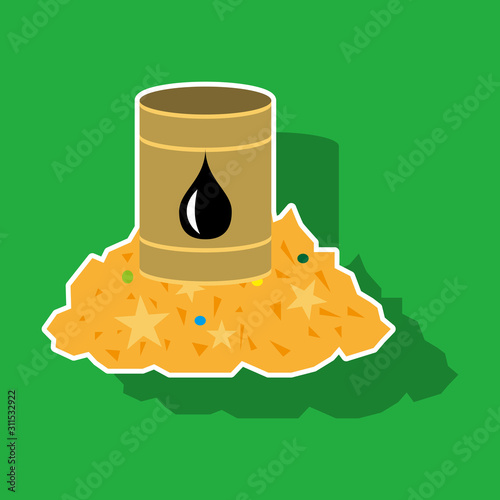 paper sticker on theme Arabic business oil and gold