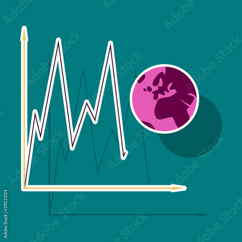 paper sticker on theme Arabic business world economy chart