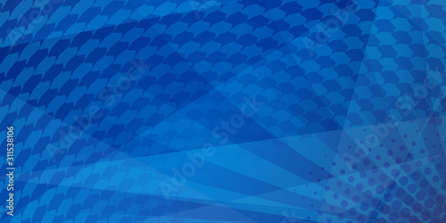 Abstract tiled background of dots and rays, in blue colors