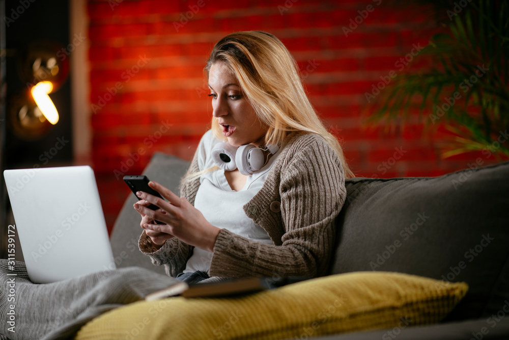 Young woman texting on smartphone. Young woman texting on smartphone.