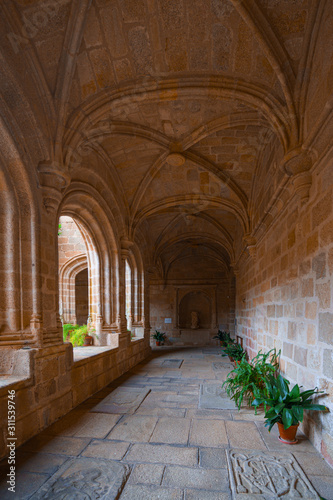 Wide view of a Medieval Cloister in Extremadura  Spain.