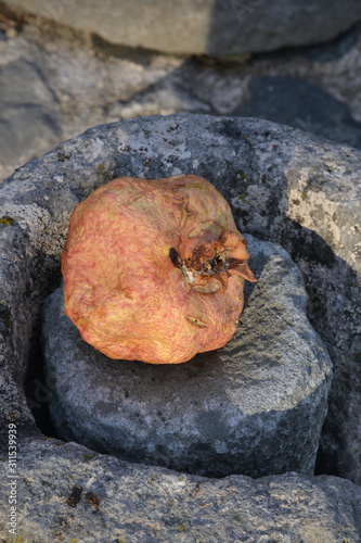 organic pomegranate on stone background
