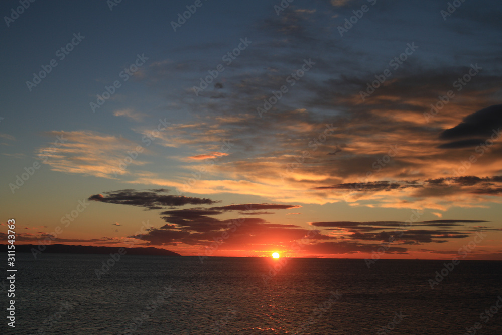 sunset over the sea (Baikal lake, Siberia)
