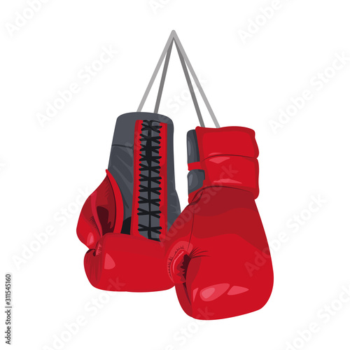 boxing gloves hanging icon, colorful design