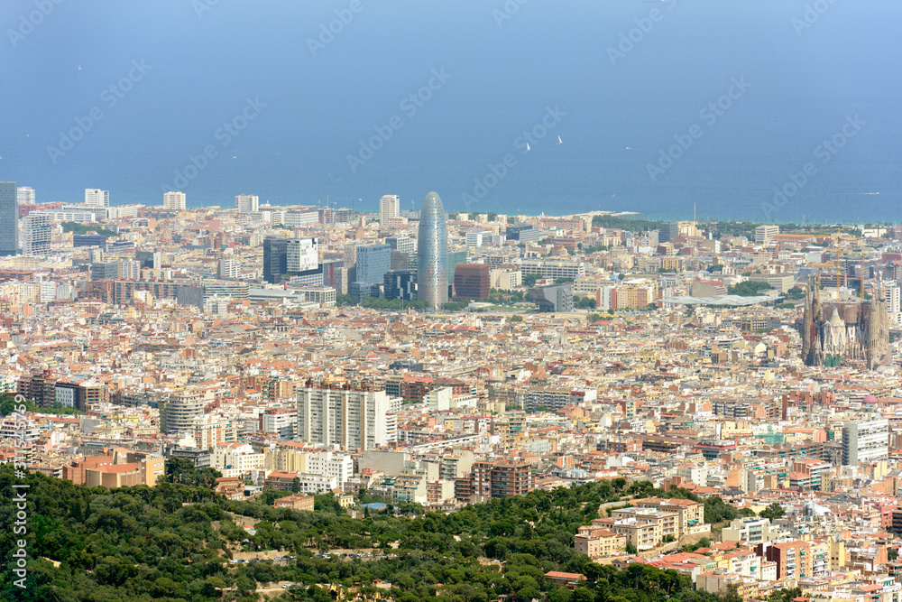 High angle view of Barcelona city, Catalonia, Spain.