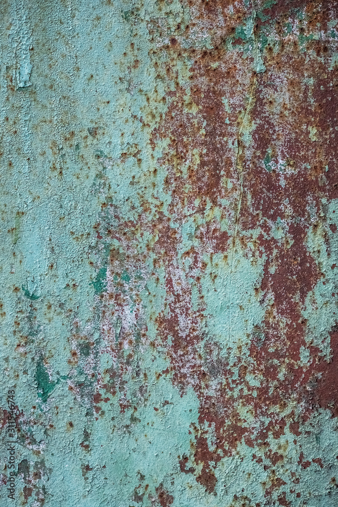 Rusty metal painted texture background. Green color. Rusty metal painted texture background. Green color.