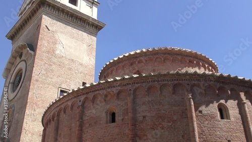 Rotonda di San Lorenzo church and Clock tower in Mantua photo