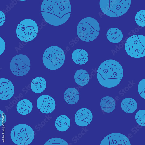 Blue Face with psoriasis or eczema icon isolated seamless pattern on blue background. Concept of human skin response to allergen or chronic body problem.  Vector Illustration