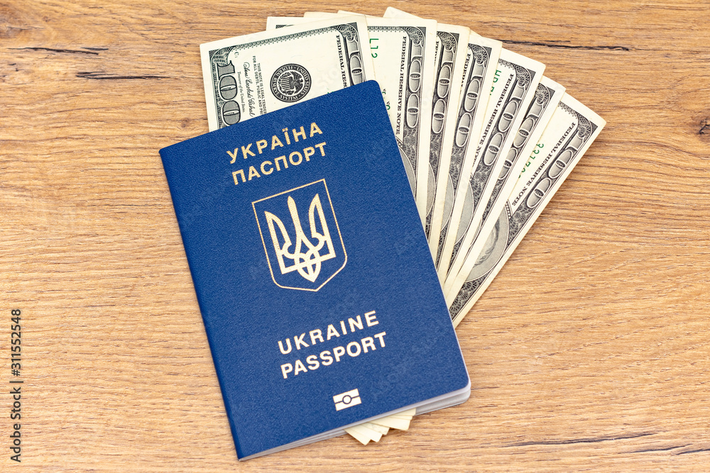 Ukrainian biometric passport and dollars. Travel Ukrainian passport with dollars Ukrainian biometric passport and dollars. Travel Ukrainian passport with dollars