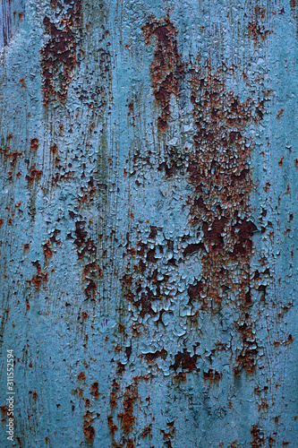 Rusty metal painted texture background. Blue color.