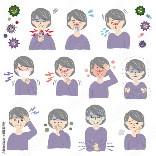 体調不良セット　女性　高齢　おばあさん