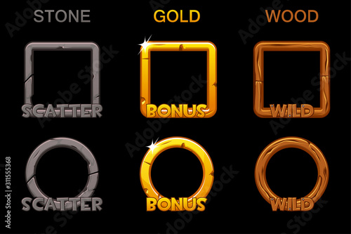 Set app frame icons for game slots on a black background.