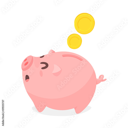 Piggy Bank Vector. The concept of using money correctly Saving money for the future.