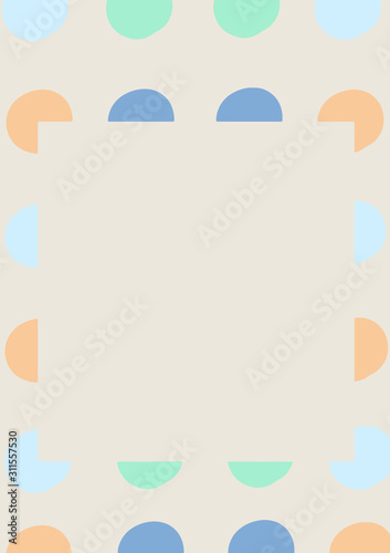 Modern Greeting Card Design with Pastel Green Blue Cream Colored Polka Dots. Vector Illustration. Gold Brush Stroke. Happy New Year 2016 Poster Invitation Template. Place for your text. 