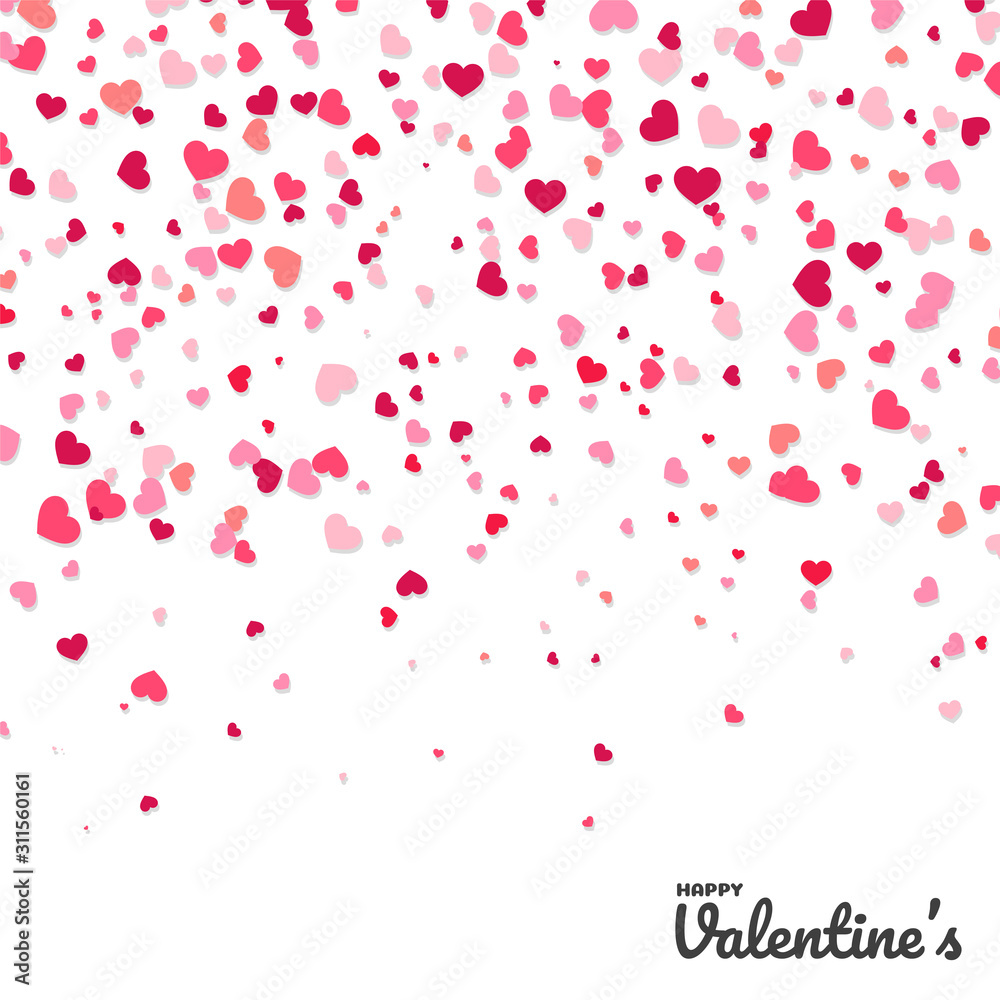 Colorful confetti paper heart shaped vector Isolated from white background.