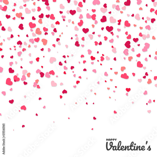 Colorful confetti paper heart shaped vector Isolated from white background.